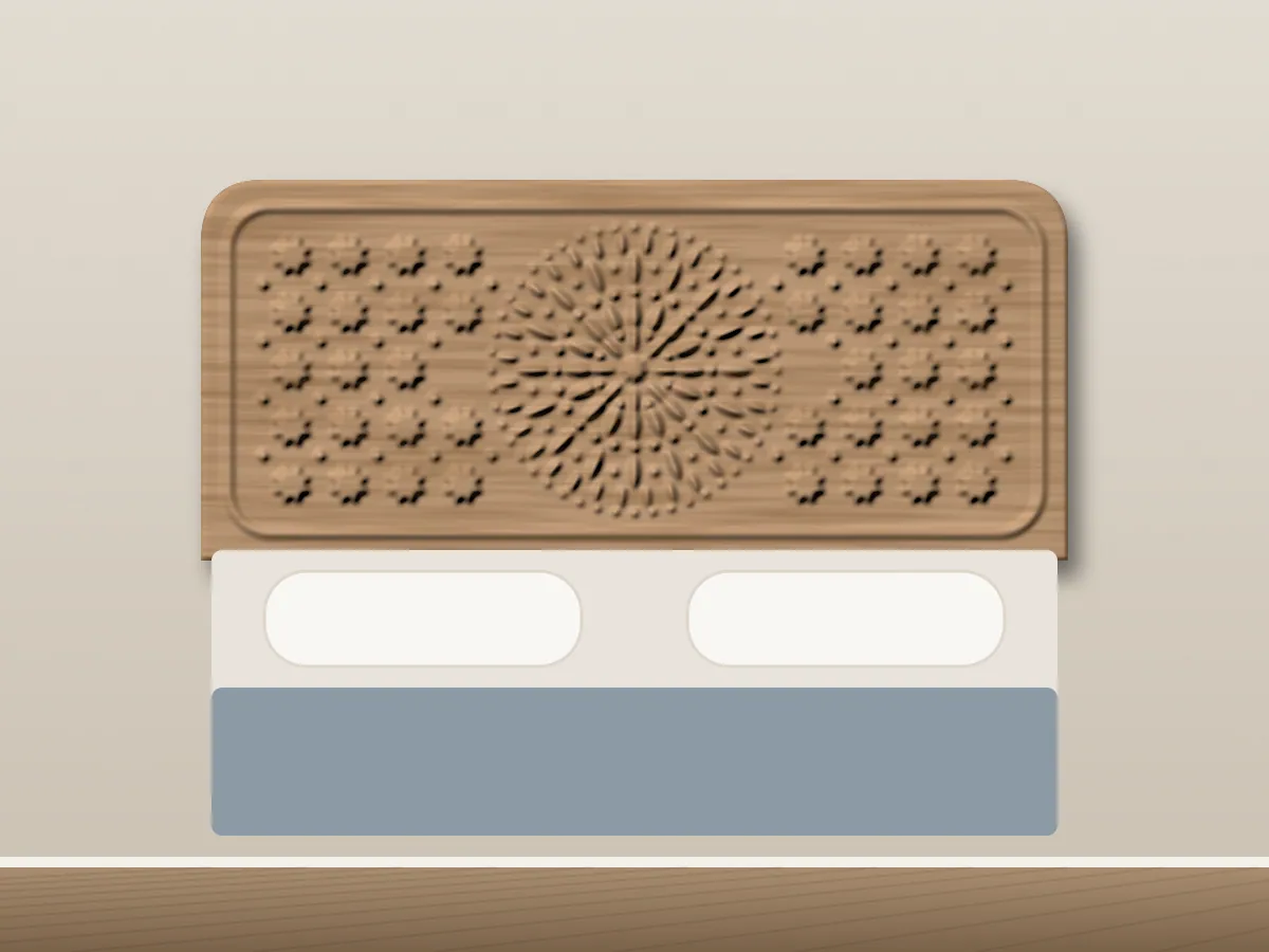3D Carved Headboard Medallion, CNC design mockup